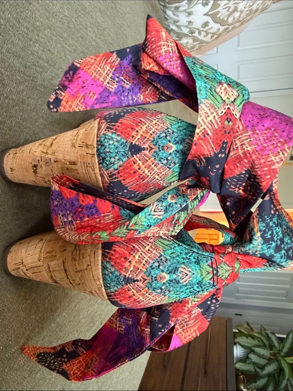 Impo Multicolor Tie-Wrap Wedge Sandals